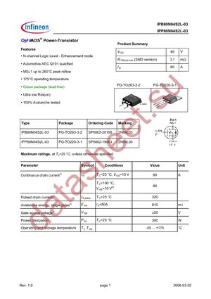 IPB80N04S2L-03 datasheet  